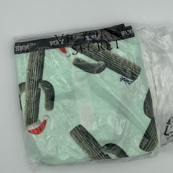 New Victoria’s Secret PINK Mini Logo String Bikini Panty - XSmall - Cactus Santa - Picture 2 of 2